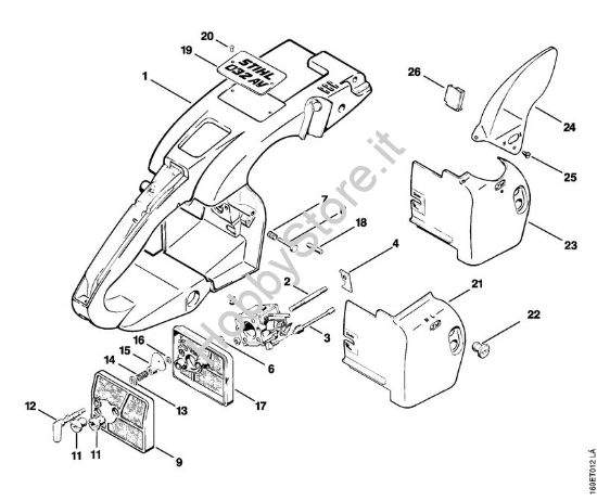 Manico a telaio, filtro per aria Motoseghe a benzina (MS) 032 AV della marca STIHL