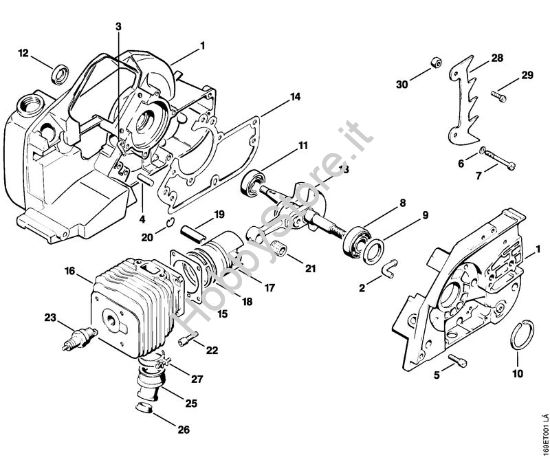Carter albero a gomito, cilindro Motoseghe a benzina (MS) 032 AVQ della marca STIHL