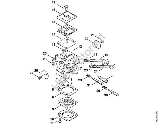Carburatore C3A-S19, C3A-S38 Motoseghe a benzina (MS) 034 S della marca STIHL