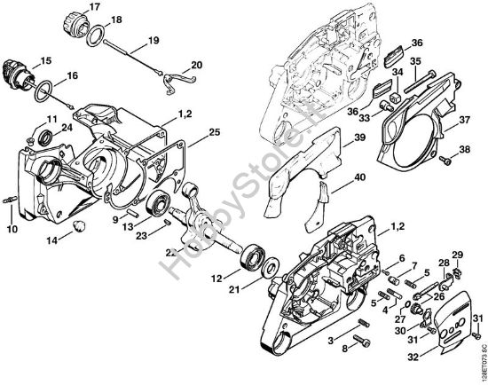 Carter albero a gomito, dispositivo tendicatena Motoseghe a benzina (MS) 034 S della marca STIHL