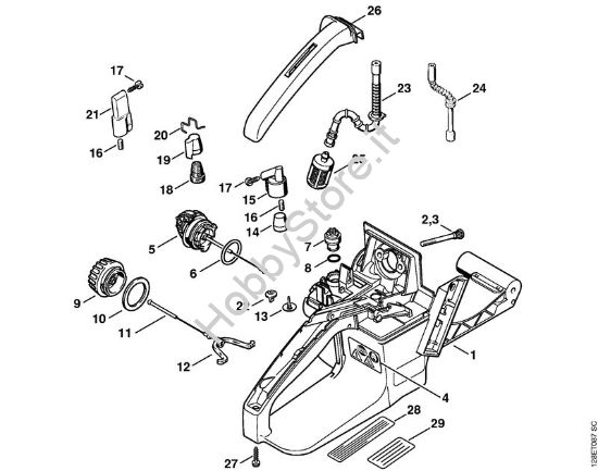 Corpo serbatoio Motoseghe a benzina (MS) 034 S della marca STIHL