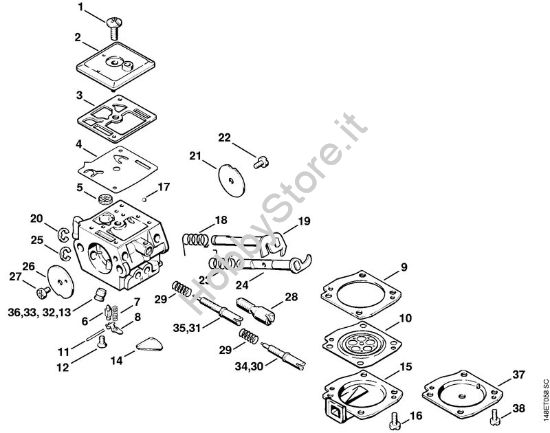 Carburatore C3A-S31 Motoseghe a benzina (MS) 036 QS della marca STIHL