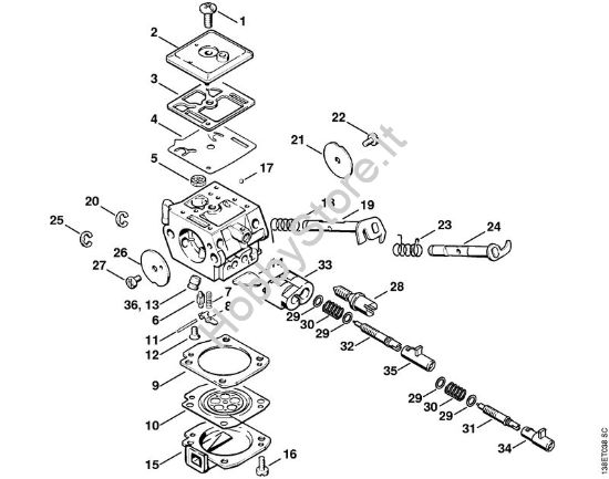 Carburatore C3A-S39 Motoseghe a benzina (MS) 036 QS della marca STIHL