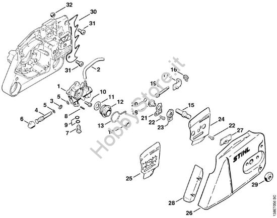 Pompa olio, dispositivo tendicatena Motoseghe a benzina (MS) 036 W della marca STIHL