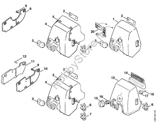 Coperchio sede carburatore Motoseghe a benzina (MS) 036 WVH della marca STIHL