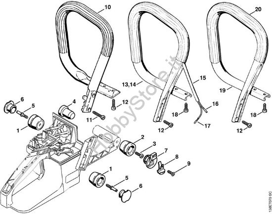 Sistema AV, Manico tubolare Motoseghe a benzina (MS) 036 WVH della marca STIHL