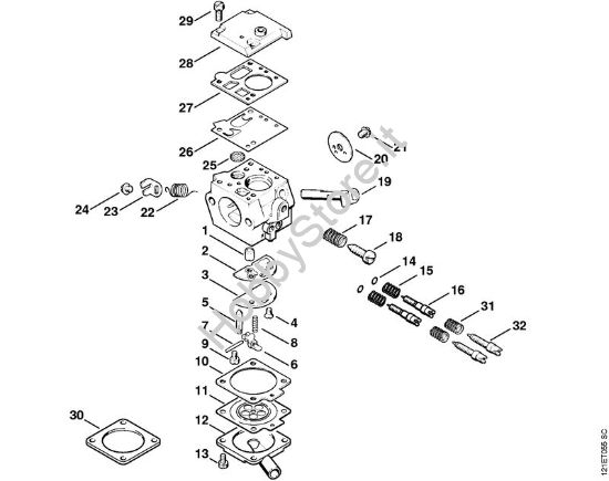 Carburatore Bing 48A101 (50.2008) Motoseghe a benzina (MS) 038 MW della marca STIHL