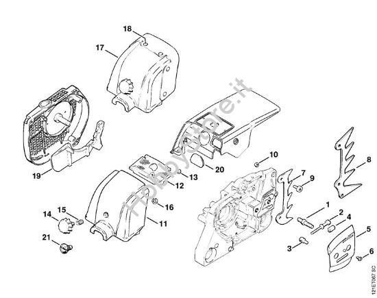 Dispositivo tendicatena, Coperchio sede carburatore Motoseghe a benzina (MS) 038 W della marca STIHL