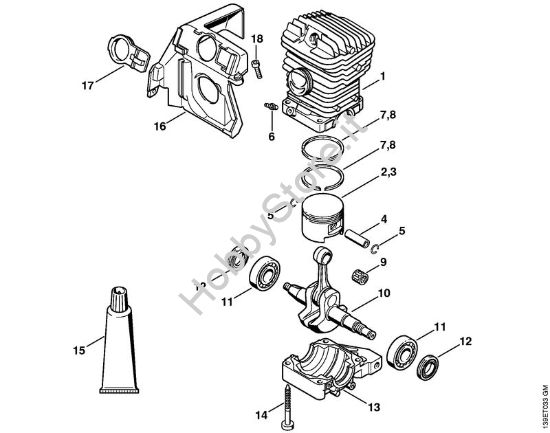 Cilindro 029 Motoseghe a benzina (MS) 039 della marca STIHL