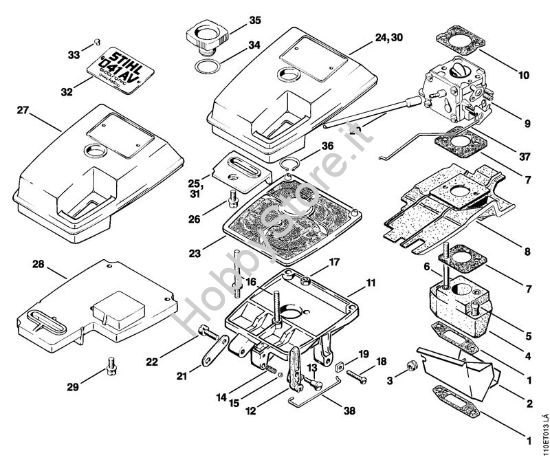 Corpo filtro, filtro aria Motoseghe a benzina (MS) 041 AVFBQ della marca STIHL