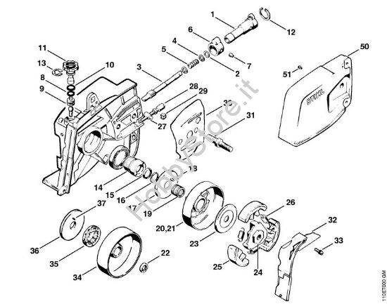 Pompa olio, dispositivo tendicatena, coperchio rocchetto catena Motoseghe a benzina (MS) 041 AVQ della marca STIHL