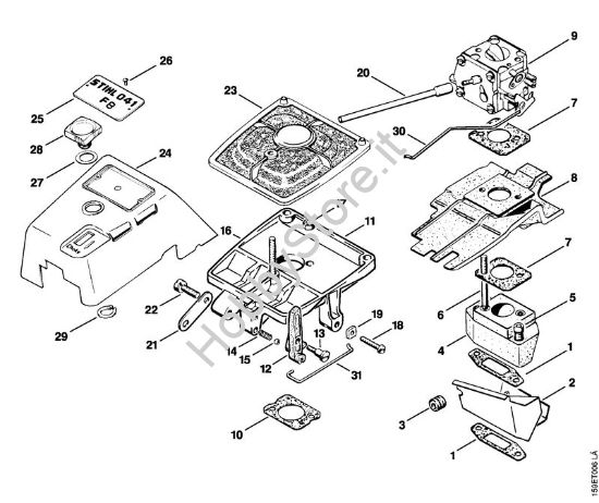 Corpo filtro, coperchio filtro Motoseghe a benzina (MS) 041 FB della marca STIHL