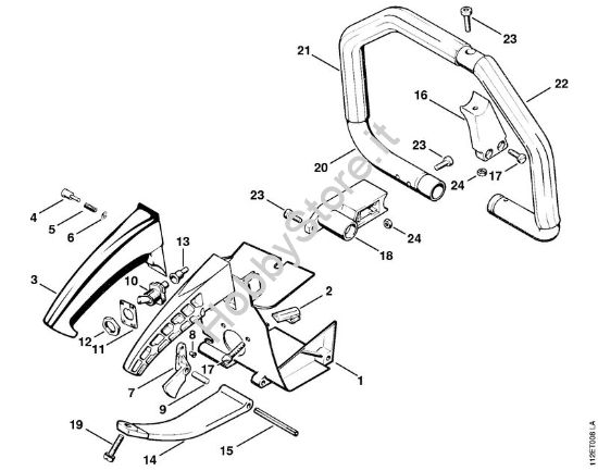 Cappottatura, manico tubolare circolare con rivestimento Motoseghe a benzina (MS) 041 G della marca STIHL