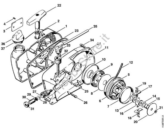 Coperchio carenatura ventola, dispositivo di avviamento Motoseghe a benzina (MS) 041 G della marca STIHL