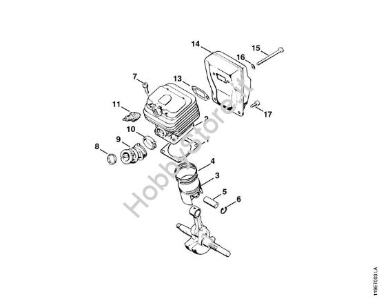 Cilindro, silenziatore Motoseghe a benzina (MS) 042 Q della marca STIHL