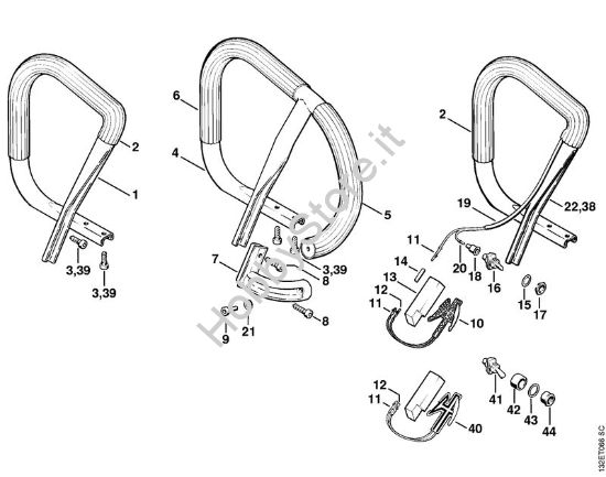 Manico tubolare, lamina riscaldante Motoseghe a benzina (MS) 044 della marca STIHL