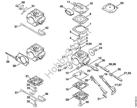 Carburatore C3M-S5, S24, S5, S20, S22, S23 Motoseghe a benzina (MS) 044 W della marca STIHL