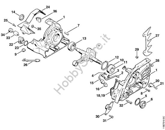 Carter albero a gomito, albero a gomito Motoseghe a benzina (MS) 045 AVSEQ della marca STIHL
