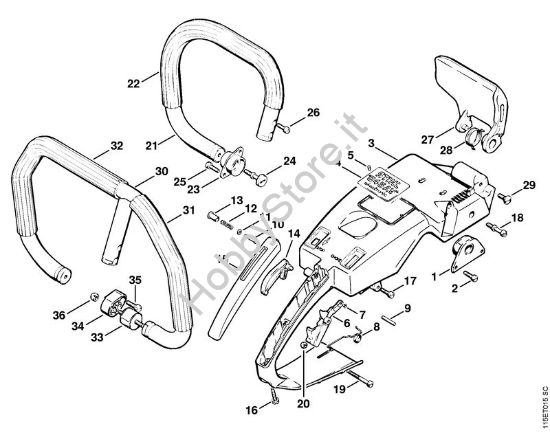 Manico a telaio, manico tubolare Motoseghe a benzina (MS) 045 AVSEQ della marca STIHL