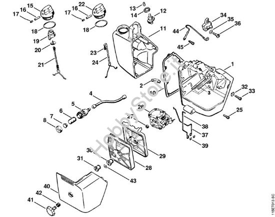 Sede carburatore, filtro aria Motoseghe a benzina (MS) 045 AVSEQ della marca STIHL