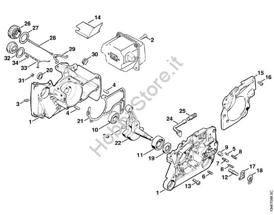 Carter albero a gomito Motoseghe a benzina (MS) 064 W della marca STIHL