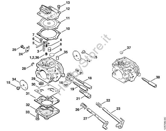 Carburatore WJ-65, WJ-67, WJ-76 Motoseghe a benzina (MS) 066 W della marca STIHL