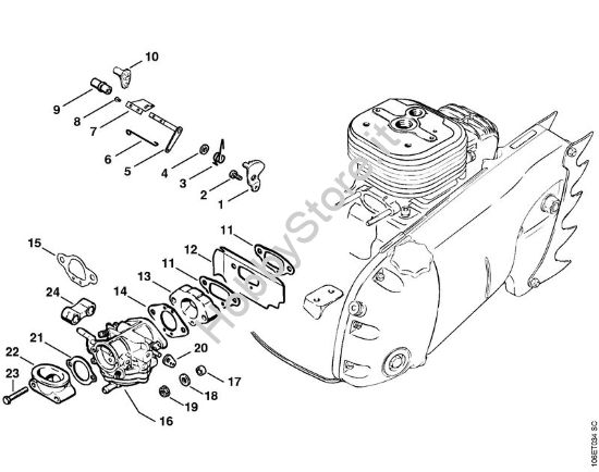 Regolatore di giri, Carburatore Motoseghe a benzina (MS) 070 della marca STIHL
