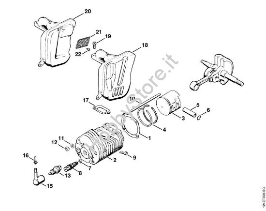 Cilindro, silenziatore Motoseghe a benzina (MS) 075 AVE della marca STIHL