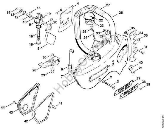 Coperchio rocchetto catena, pompa olio Motoseghe a benzina (MS) 08 SE della marca STIHL