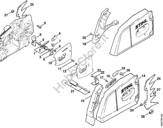 Dispositivo tendicatena, Coperchio rocchetto catena Motoseghe a benzina (MS) 084 R della marca STIHL