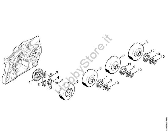 Frizione  ‡¥ X 25 673 243 (22.92) Motoseghe a benzina (MS) 084 R della marca STIHL