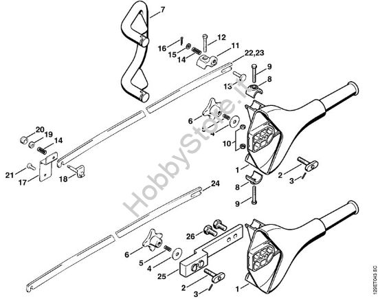 Impugnatura, riparo catena Motoseghe a benzina (MS) 088 della marca STIHL