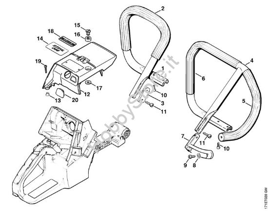 Manico tubolare, Cappottatura Motoseghe a benzina (MS) 088 della marca STIHL