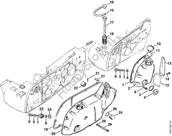 Coperchio serbatoio olio, Coperchio scatola riduttore Motoseghe a benzina (MS) 090 G della marca STIHL