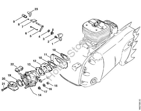 Regolatore di giri, Carburatore Motoseghe a benzina (MS) 090 G della marca STIHL