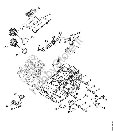 Carcassa motore Motoseghe a benzina (MS) MS 150 TC-E della marca STIHL