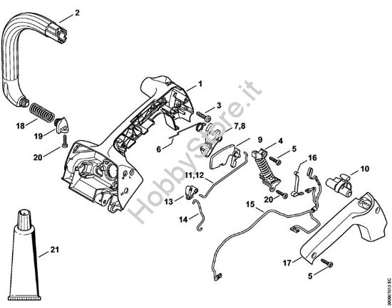 Corpo impugnatura, manico tubolare Motoseghe a benzina (MS) MS 150 TC-E della marca STIHL