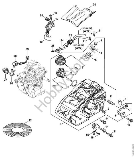 Carcassa motore Motoseghe a benzina (MS) MS 151 C-E della marca STIHL