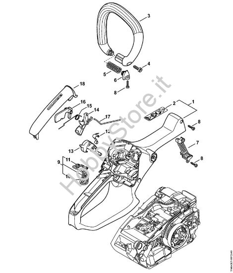 Corpo impugnatura, manico tubolare Motoseghe a benzina (MS) MS 151 C-E della marca STIHL