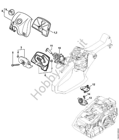 Filtro aria, Coperchio sede carburatore Motoseghe a benzina (MS) MS 151 C-E della marca STIHL