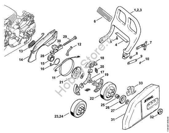 Protezione mano, freno catena Motoseghe a benzina (MS) MS 170 2-MIX della marca STIHL