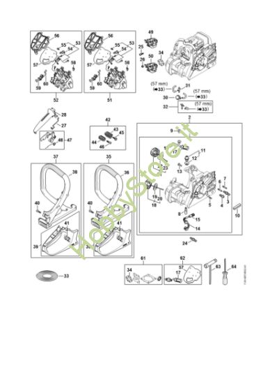 Picture of Carcassa motore, Filtro aria, Sistema AV, Manico tubolare MS 172