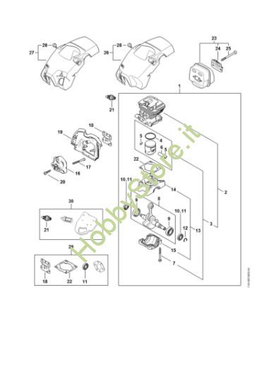 Picture of Carter albero a gomito, Cilindro, Silenziatore, Cappottatura MS 172 C-BE