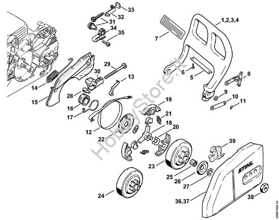 Protezione mano, freno catena Motoseghe a benzina (MS) MS 180 della marca STIHL