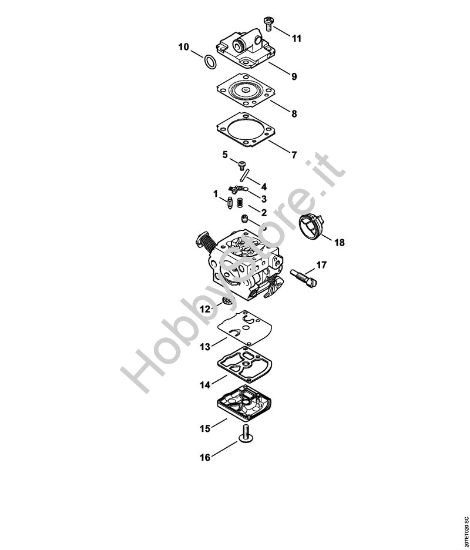 Carburatore C1Q-S286 2-MIX Motoseghe a benzina (MS) MS 180 C-BE 2-MIX della marca STIHL