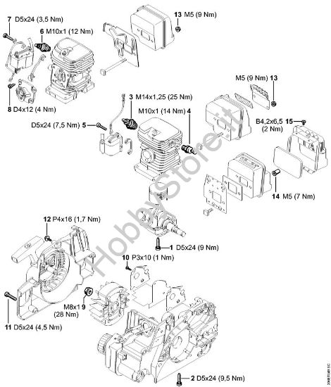 Coppie di serraggio Motoseghe a benzina (MS) MS 180 C-BE 2-MIX della marca STIHL