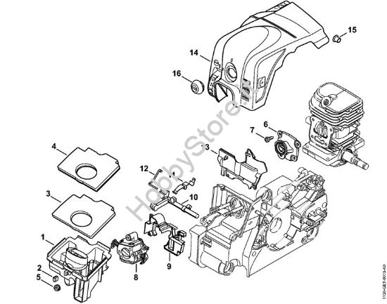 Filtro aria, cappottatura 2-MIX Motoseghe a benzina (MS) MS 180 C-BE 2-MIX della marca STIHL