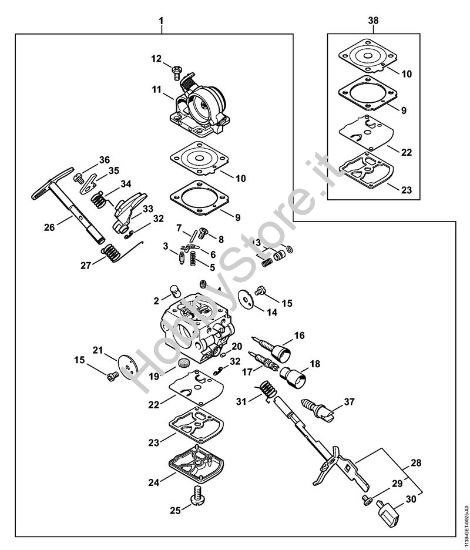 Carburatore C1Q-S121 MS 181 (02.2011) Motoseghe a benzina (MS) MS 181 della marca STIHL