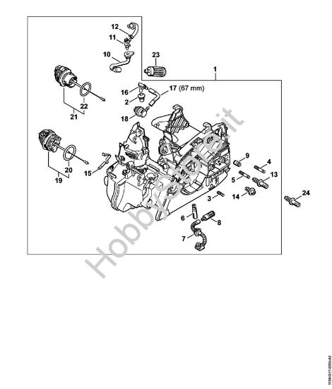 Carcassa motore Motoseghe a benzina (MS) MS 181 C-BE della marca STIHL