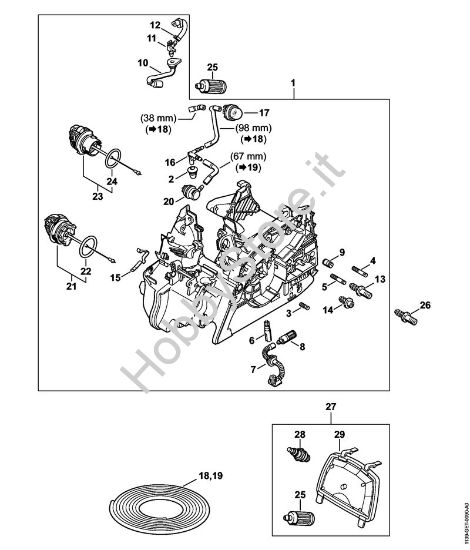 Carcassa motore ErgoStart Motoseghe a benzina (MS) MS 181 C-BE della marca STIHL